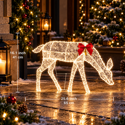 Lighted Rattan Reindeer Family Set