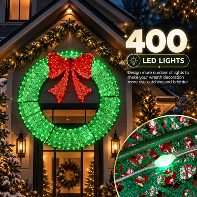 Large Pre-Lit Christmas Wreath