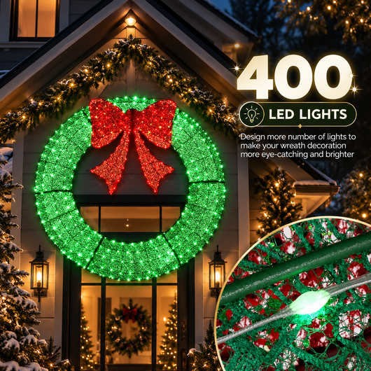 Large Pre-Lit Christmas Wreath