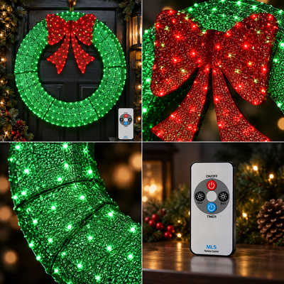 Large Pre-Lit Christmas Wreath
