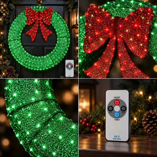 Large Pre-Lit Christmas Wreath