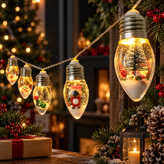 Snow Globe Christmas String Lights
