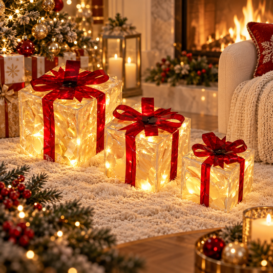 Lighted Christmas Gift Box Set