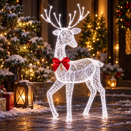Lighted Rattan Reindeer Family Set