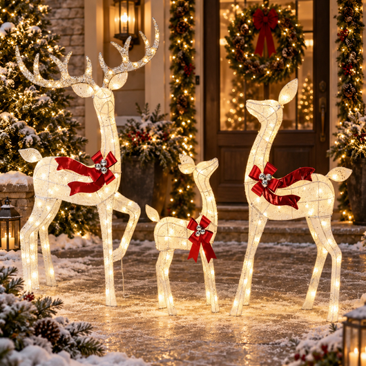 LED Reindeer Outdoor Christmas Set
