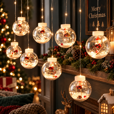 Christmas Ball Curtain Lights