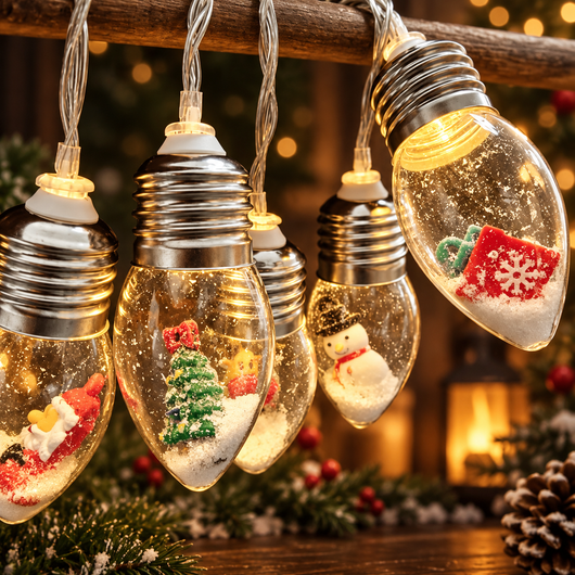 Snow Globe Christmas String Lights