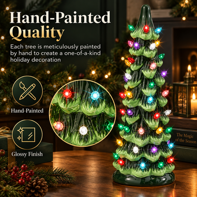 Retro Light-Up Tabletop Christmas Tree