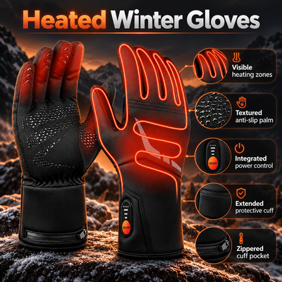 Heated Waterproof Ski Gloves