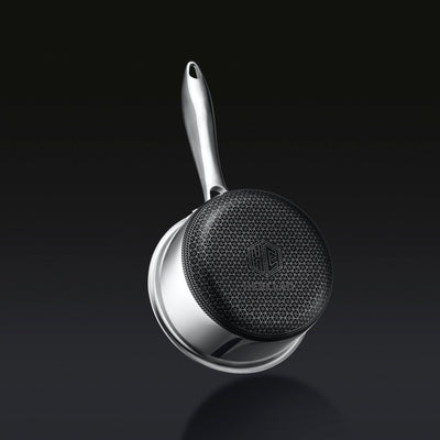 Saucepan induction base angled view