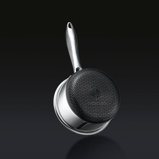 Saucepan induction base angled view