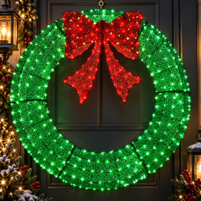 Large Pre-Lit Christmas Wreath