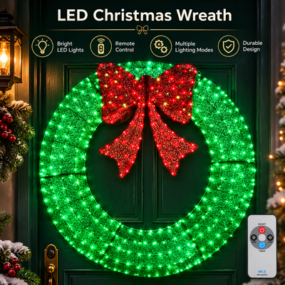 Large Pre-Lit Christmas Wreath