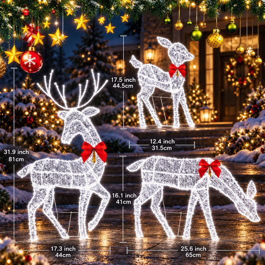 Lighted Rattan Reindeer Family Set
