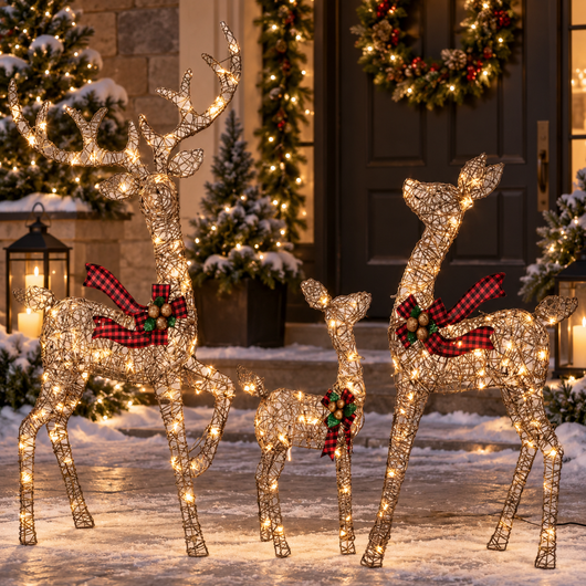 LED Reindeer Outdoor Christmas Set