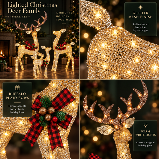 LED Reindeer Outdoor Christmas Set