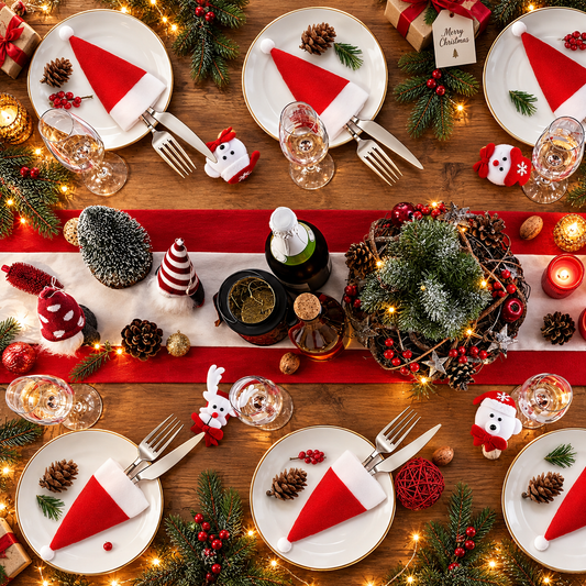 Santa Hat Cutlery Covers, Set of 10