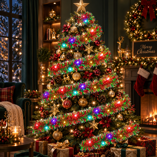 Battery Operated Tinsel Garland Lights