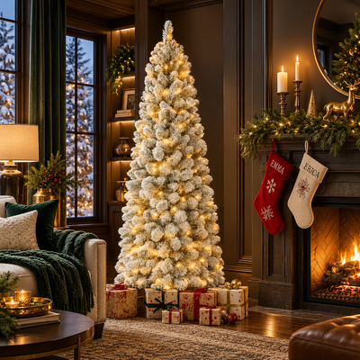 Pre-Lit Flocked Christmas Tree