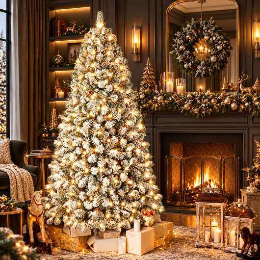 Snow Flocked Pre-Lit Christmas Tree