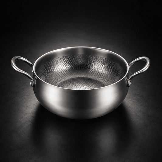 Hand-Hammered Deep Titanium Pot