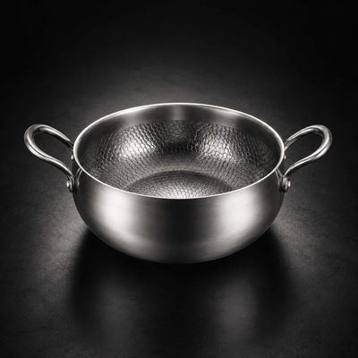 Hand-Hammered Deep Titanium Pot