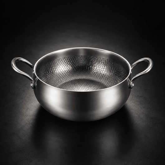 Hand-Hammered Deep Titanium Pot