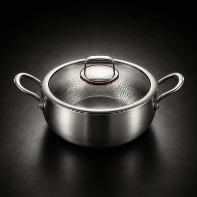 Hand-Hammered Deep Titanium Pot