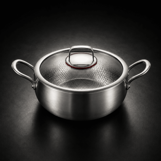 Hand-Hammered Deep Titanium Pot