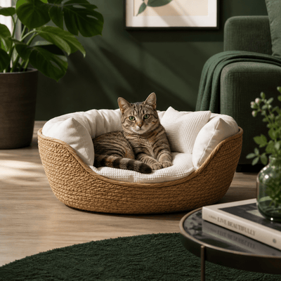 Woven Bamboo Cat Bed