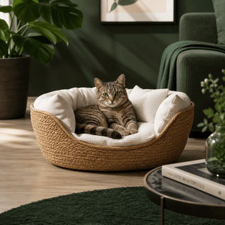 Woven Bamboo Cat Bed
