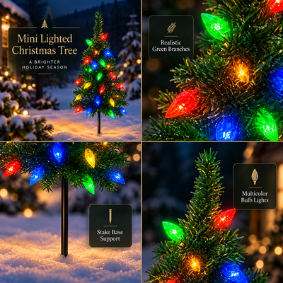 Solar Christmas Tree Garden Lights 4-Pack