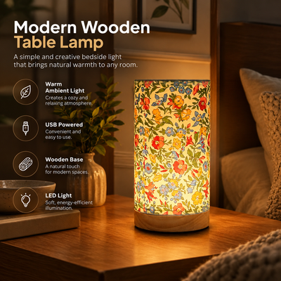 Oaklen Wooden Bedside Lamp