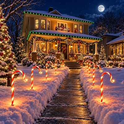 Solar Candy Cane Pathway Lights