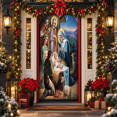 Christmas and Halloween Door Cover