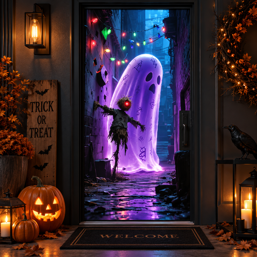 Christmas and Halloween Door Cover