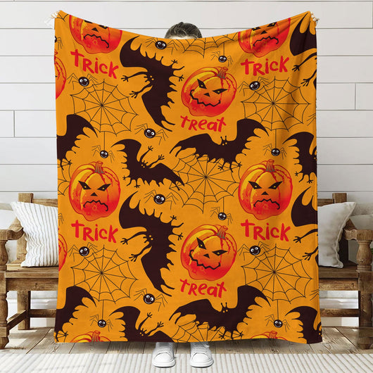 Halloween Red Pumpkin design plush throw blanket