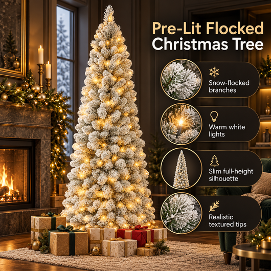 Pre-Lit Flocked Christmas Tree