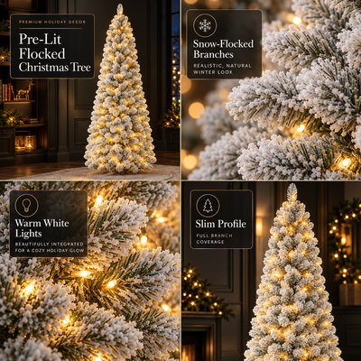 Pre-Lit Flocked Christmas Tree