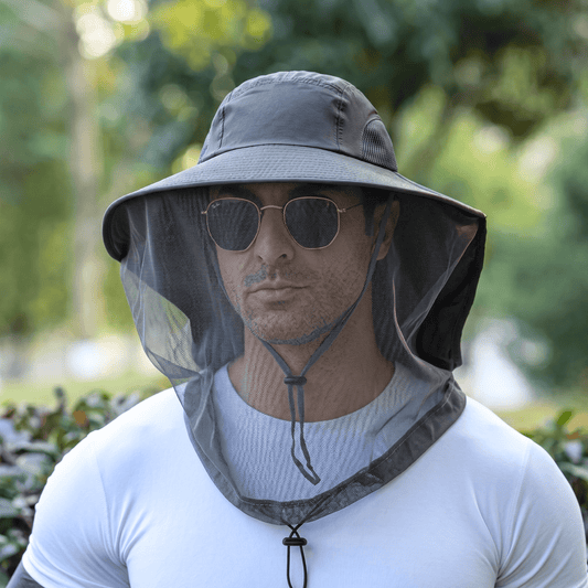 Wide Brim Sun Hat with Mosquito Net