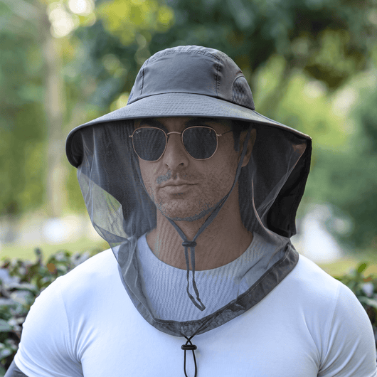 Wide Brim Sun Hat with Mosquito Net