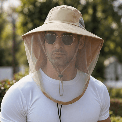 Wide Brim Sun Hat with Mosquito Net
