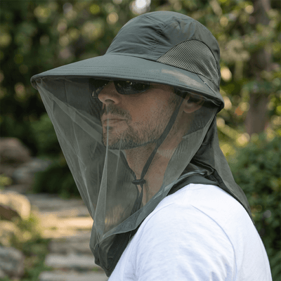 Wide Brim Sun Hat with Mosquito Net