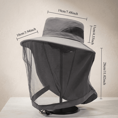 Wide Brim Sun Hat with Mosquito Net