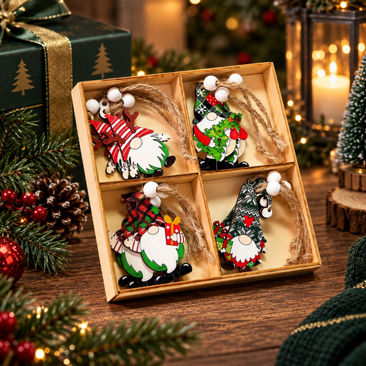 Wooden Christmas Ornament Set