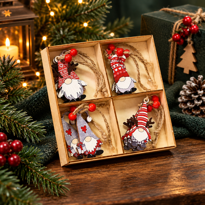 Wooden Christmas Ornament Set