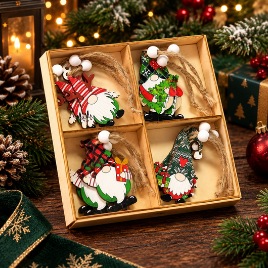 Wooden Christmas Ornament Set