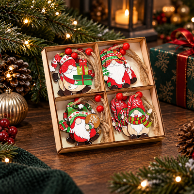 Wooden Christmas Ornament Set