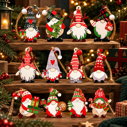Wooden Christmas Ornament Set