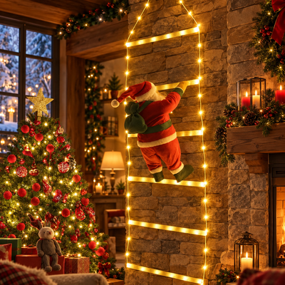 Climbing Santa LED Ladder